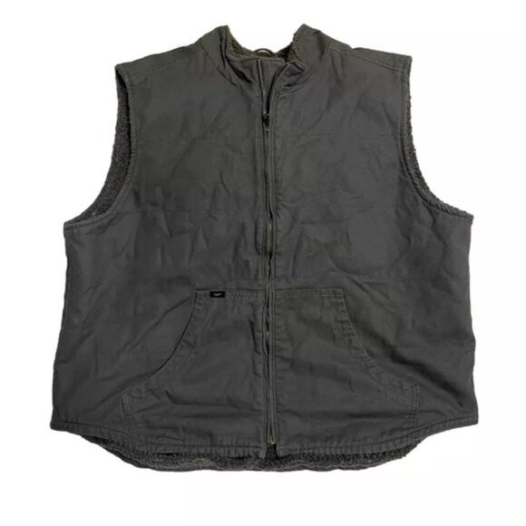 Lee Premium Select Vest Mens XLarge Sherpa Fleece Lined Zip Up Heavy Duty Grey - Picture 1 of 3